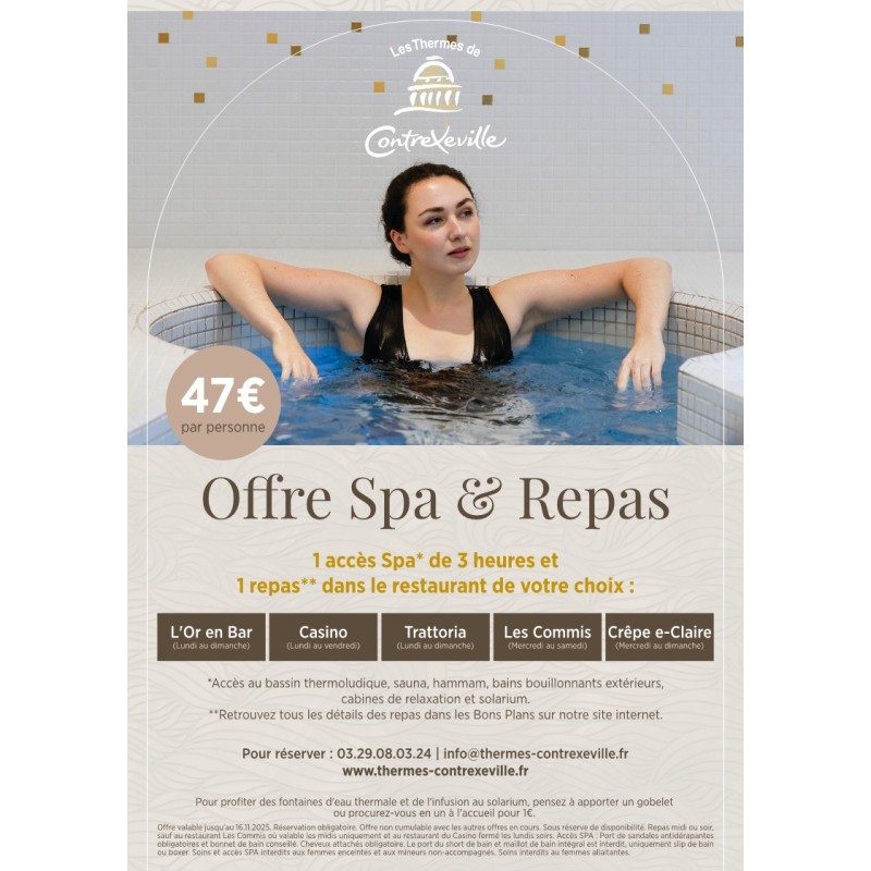 Contrex 3h spa  repas restaurant Casino 1 pers.